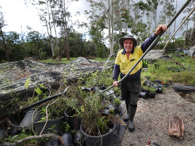 Brian Reichelt from Foilage Farm surveying the damage from recent storms and floods in the Kriedman Rd area. Picture Glenn Hampson