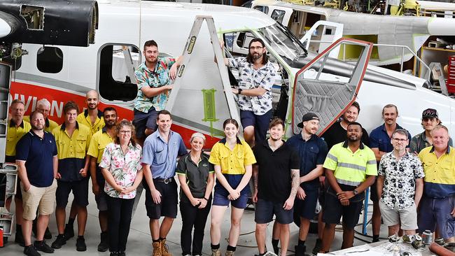 The Cairns Skytek team onsite at Hanger 10 Tom McDonald Drive, General Aviation Cairns Airport  Picture Emily Barker.