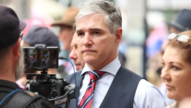 Katter's Australian Party Robbie Katter at the anti-mandate protest in the Brisbane CBD. Picture: Liam Kidston