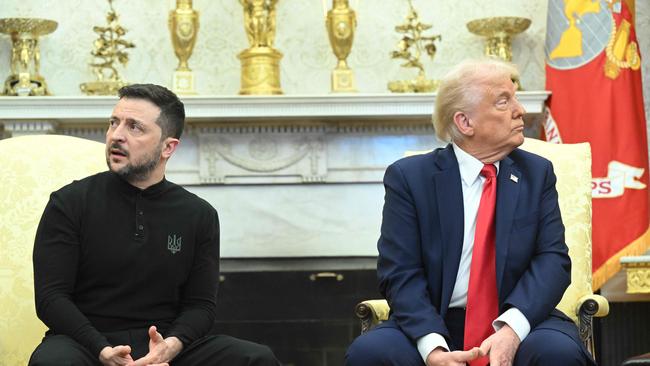 US President Donald Trump and Ukraine's President Volodymyr Zelensky didn’t have a great chat. (Photo by SAUL LOEB / AFP)