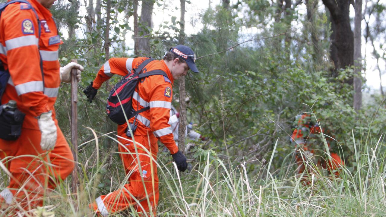 SES and police during the search for Ms Greer after her disappearance. File picture