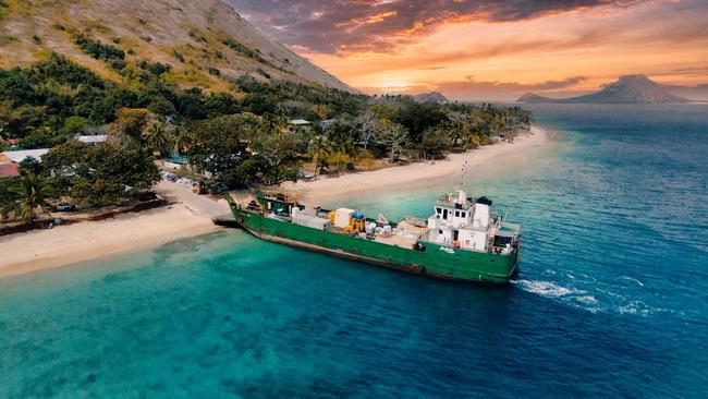 A Sea Swift vessel arrives at Murray Island in the eastern Torres Strait region. Picture: Sea Swift.