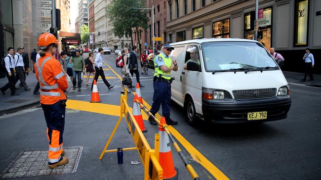 George St closures between King and Market streets have disrupted traffic in the CBD.