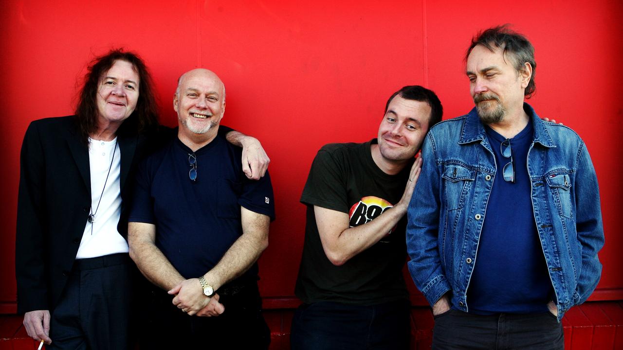 The Saints reunited, L-R: Chris Bailey, Ivor Hay and Ed Kuepper with new bass player Casper Wijnberg.