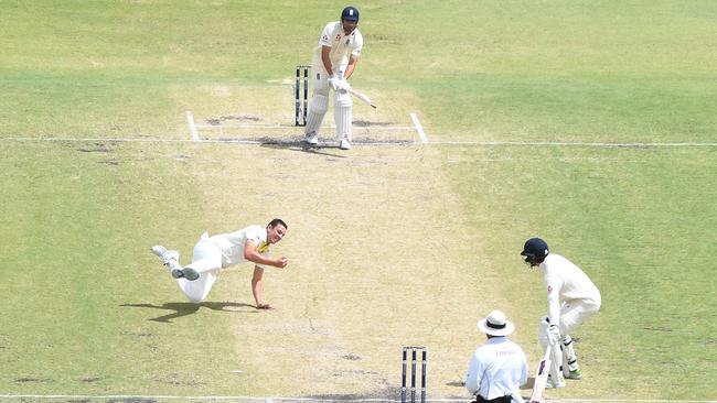 Australia's Josh Hazlewood catches England's Alastair Cook at the WACA during the third Test