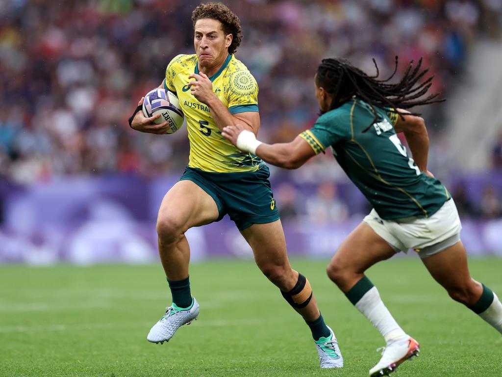 Mark Nawaqanitawase representing Australia at the Paris Olympics. Picture: Getty