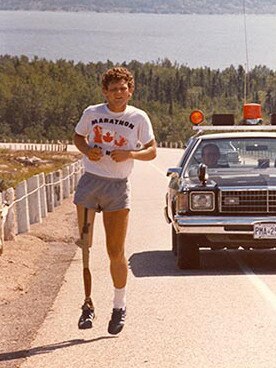 Terry Fox running across Canada