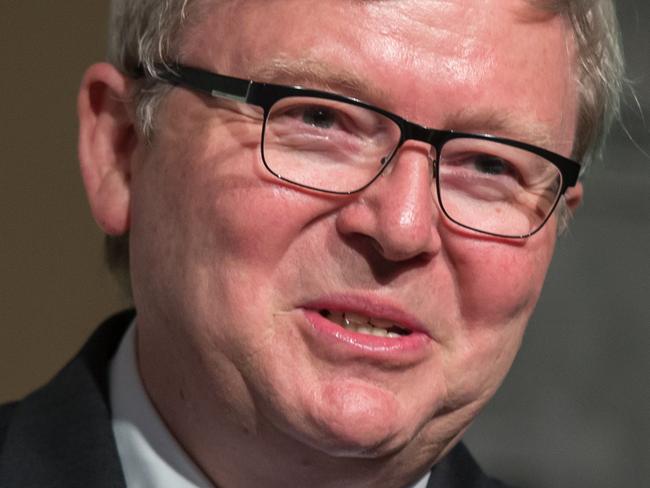 5 FEB 2015, New Delhi , India: Former Australian Prime Minister Kevin Rudd at a panel discussion on climate change at the Taj Palace Hotel in New Delhi declining to comment on the troubles of current Prime Minister Tony Abbott. Picture by Graham Crouch/The Australian