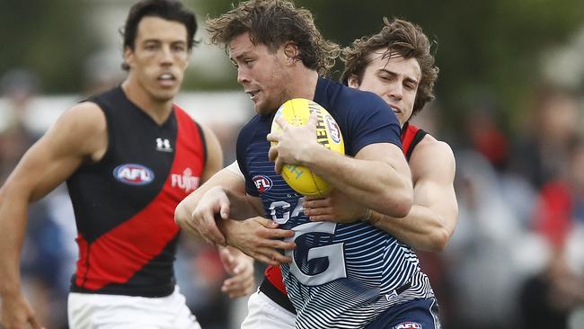 Steven in action during a Geelong pre-season game. Picture: Getty