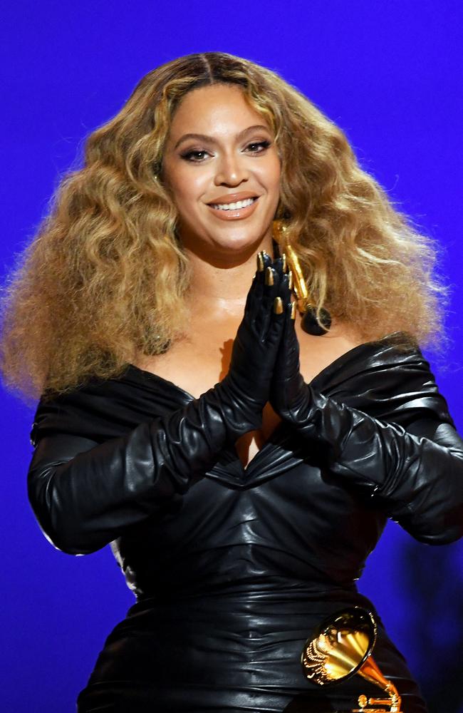 Beyonce, in Schiaparelli, made history at the Grammys. Picture: AFP