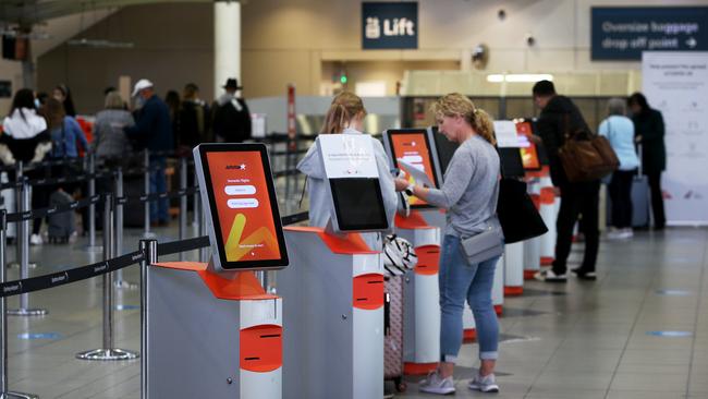 Jetstar self check-in area at Sydney Domestic Airport Terminal on as seen on Friday August 7. Picture: Getty Images