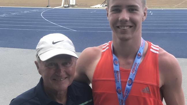 Jimboomba junior Ashley Moloney with his coach Eric Brown at UQ.