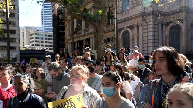 The students were demanding action on climate change. Picture: NCA NewsWire / Damian Shaw