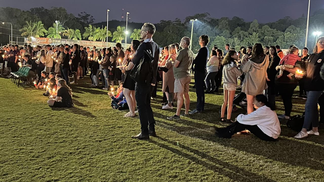 Hundreds gathered for a candlelight vigil in memory of Benjamin Hunter, who was killed when a car hit him on Image Flat Rd near Nambour.