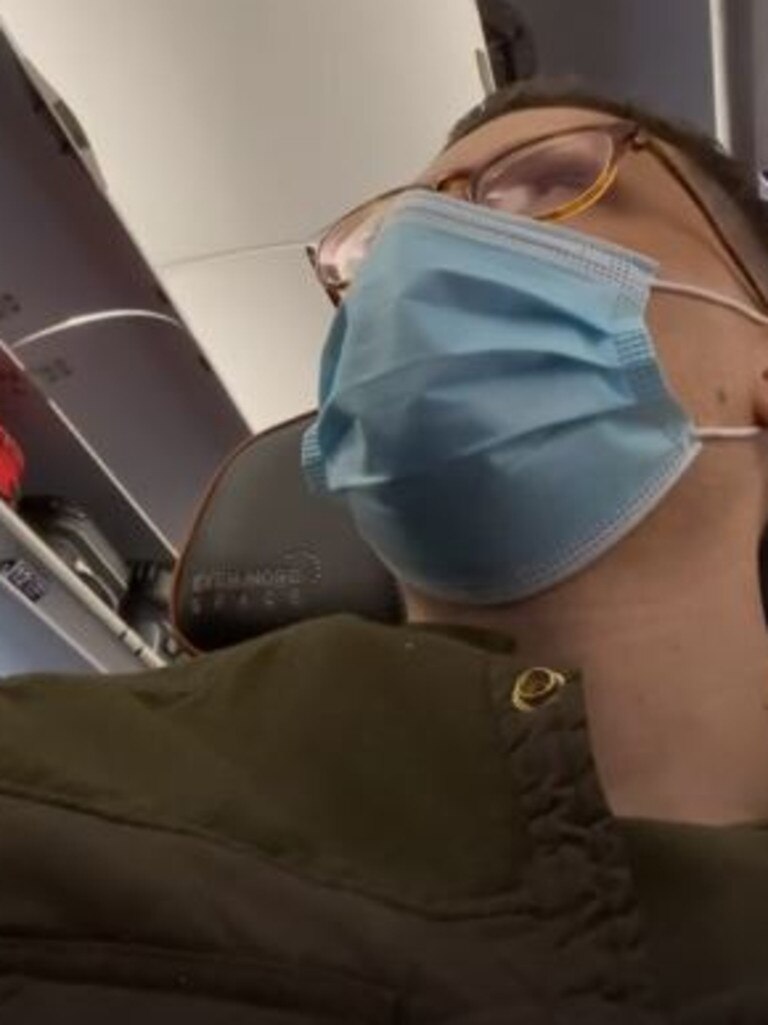 The man was given an eye mask from another passenger in the first class section of the aircraft.