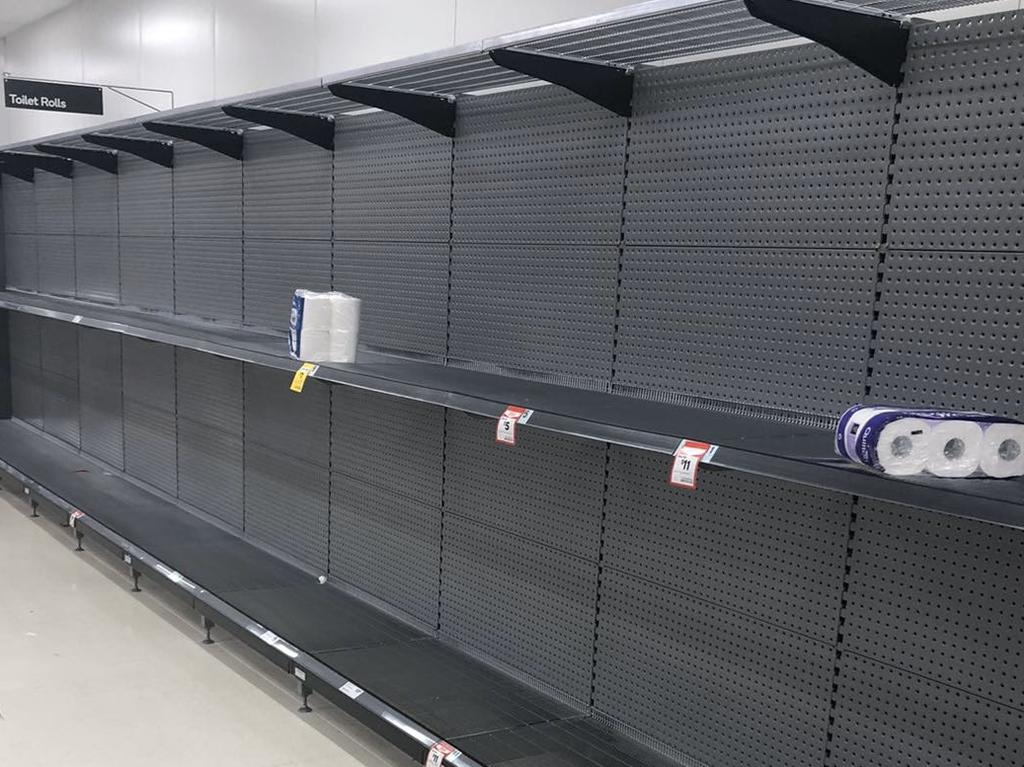 Pictures of empty shelves ‘everywhere’ are being shared online. Picture: Facebook