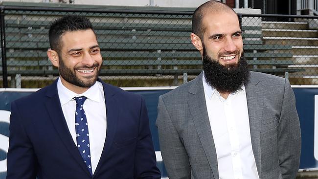 AFL diversity manager Ali Fahour with Richmond player Bachar Houli at Richmond Football Club. Picture: Michael Klein