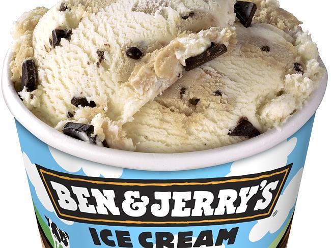  A tub of Ben & Jerry's chocolate chip cookie dough ice cream. 