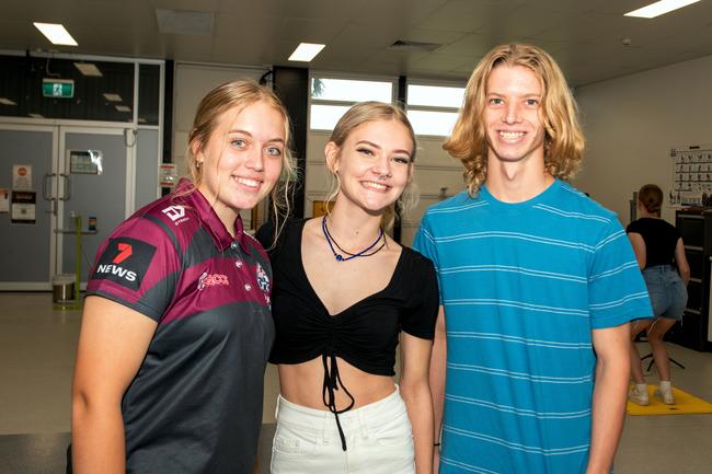 Samantha Kennedy, Mackenzie Byrne and Ethan Brownsey from North Mackay High School experience a day in the life of a uni student at CQUniversity's Mackay Uni Experience.Picture: Michaela Harlow