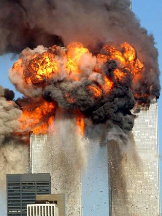 An inferno consumes the World Trade Centre. Picture: Getty