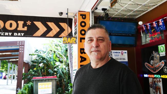 Owner of the Down Under Bar on Lake Street Harry Treklis has a council camera facing his business front and several surveillance cameras of his own, but still witnesses crime happening every night. Picture: Brendan Radke