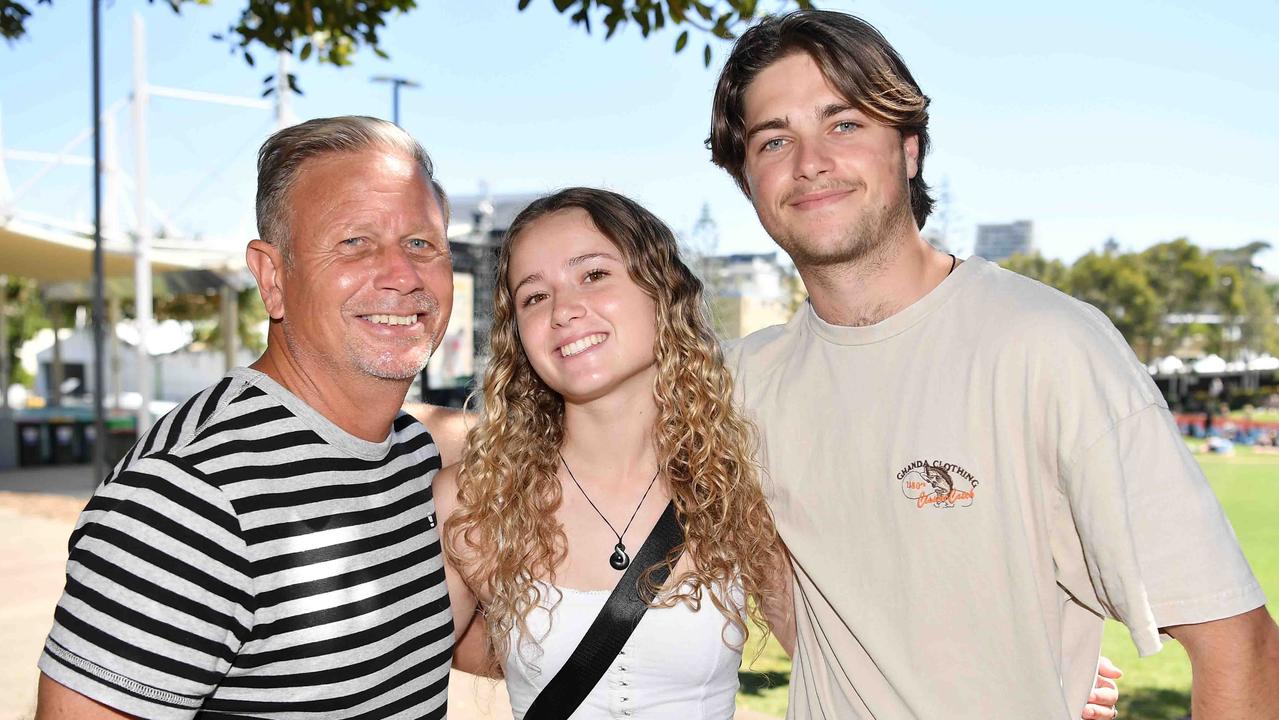 Kevin Russell, Jess and Josh at Caloundra Music Festival. Picture: Patrick Woods.