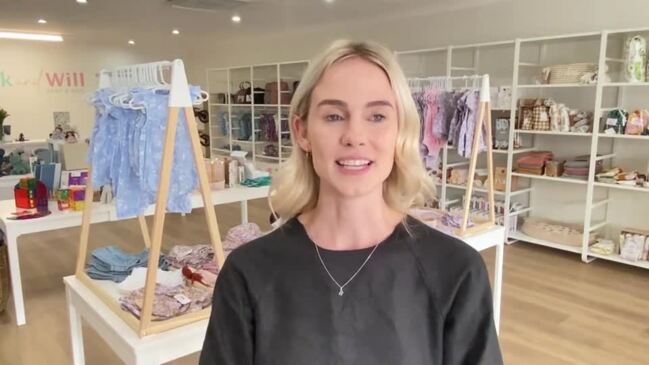 WATCH: Courtney Blake opens Husk and Will baby shop on Bulcock St, Caloundra.