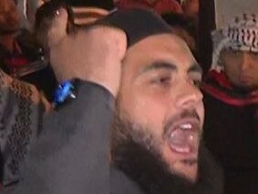 Sheik Ibrahim Dadoun at a rally showing support of Palestine, in Lakemba