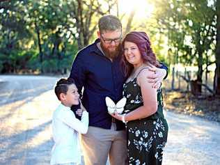 THROUGH IT ALL TOGETHER: Morgan Fribence with her partner Ryan Hicks and their 9-year-old son Zavier. Picture: Jodie Williams Photography.