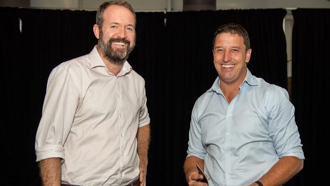 Sam Gibson and Matt Cunningham at the NT News Futures Northern Territory forum 2024. Picture: Pema Tamang Pakhrin