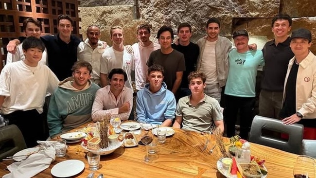 The F1 grid got together for a season ending dinner. Photo: Instagram.