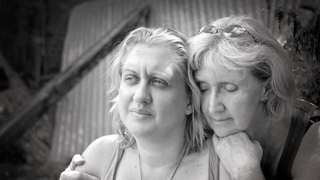 Rebecca and with her aunty Heather after losing her son two weeks ago at Tin Can Bay. Picture: Renee Albrecht