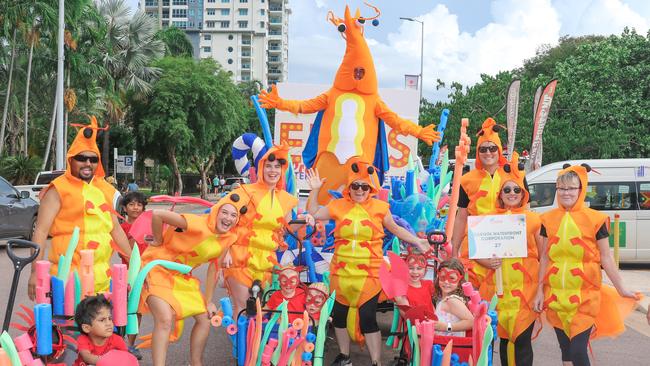 Elvis Prawnsley and the Prawnettes in the annual Christmas Pageant and Parade down the Esplanade and Knuckey Streets. Picture: Glenn Campbell