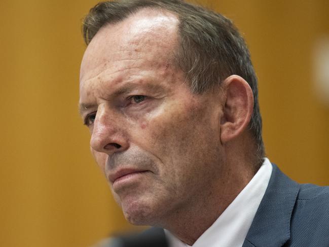 CANBERRA, AUSTRALIA - MAY 1: Former Prime Minister Tony Abbott appears before the working committee for the Voice to Parliament at Parliament House Canberra. Picture: NCA NewsWire / Martin Ollman