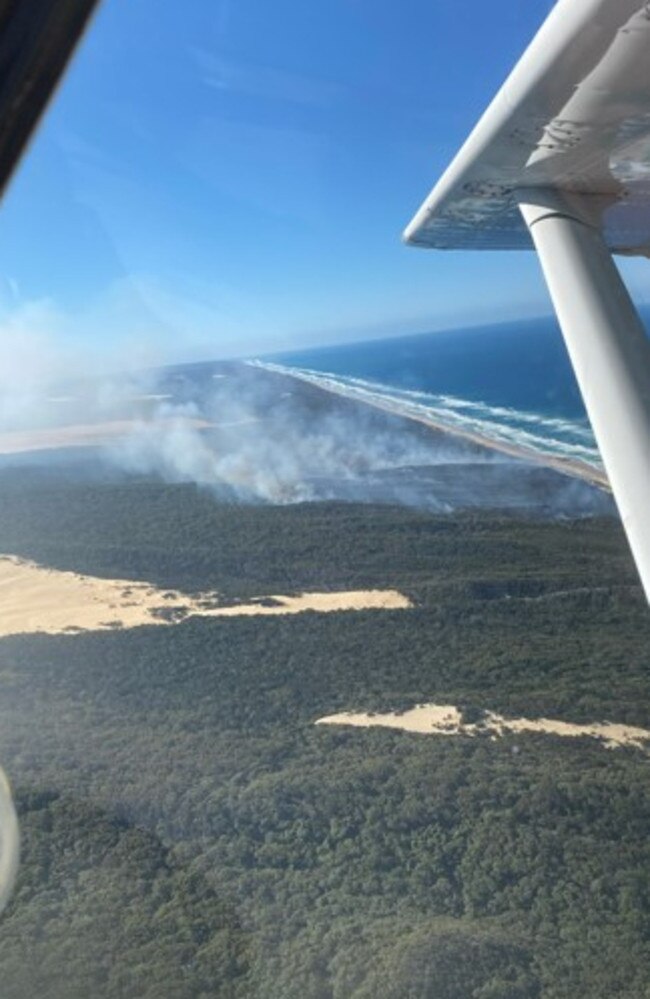 A fire burns above K'gari. PHOTO: Air K'gari (formerly Air Fraser).