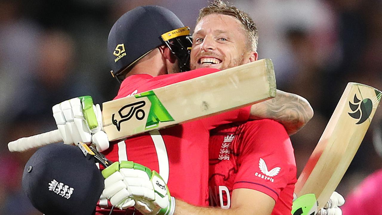 Alex Hales and Jos Buttler of England. Photo by Sarah Reed/Getty Images