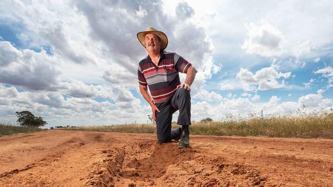 David Pollard at badly damaged section of an unsealed road near Teddywaddy. Picture: Rob Leeson.