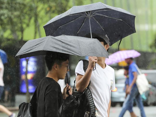 Rainy weather in Brisbane. Pic taken at George St Brisbane. Pic Mark Cranitch.