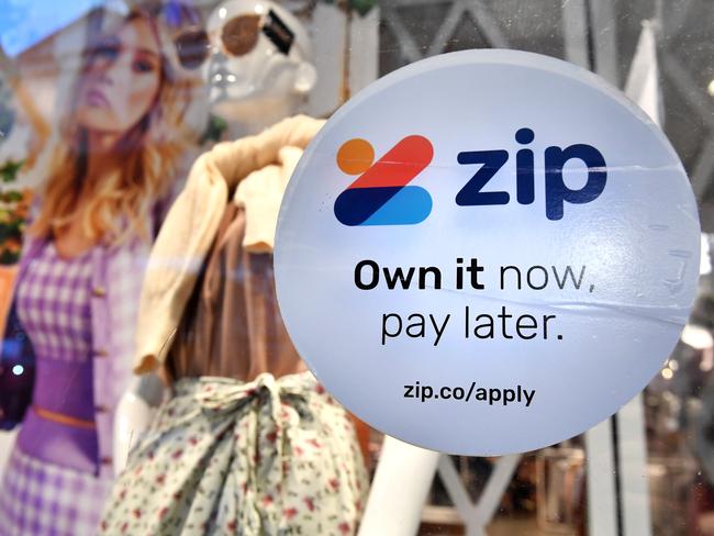 BRISBANE, AUSTRALIA - NewsWire Photos April 23, 2021: Business stock images of Buy now pay later Zip and Afterpay signs on shop fronts in Brisbane.Picture: NCA NewsWire / John Gass