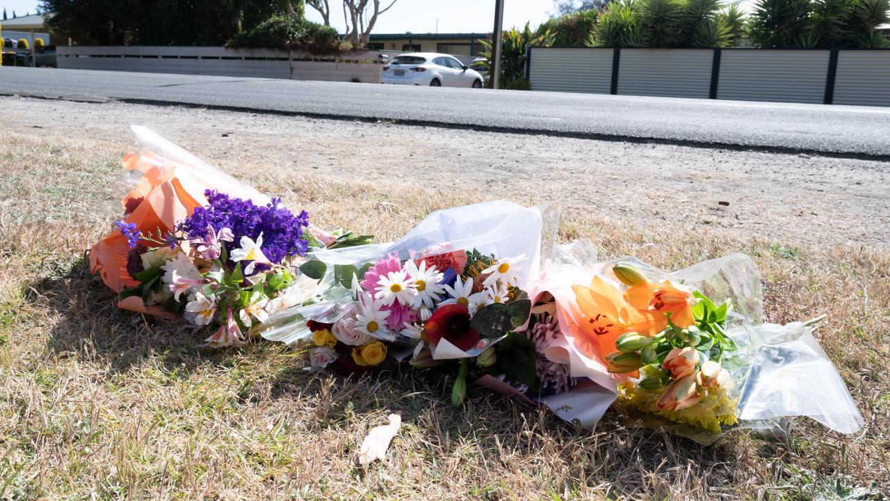 Flowers on Beach Rd, Goolwa, where Charlie Stevens was struck by Dhirren Randhawa’s car. Picture: Morgan Sette