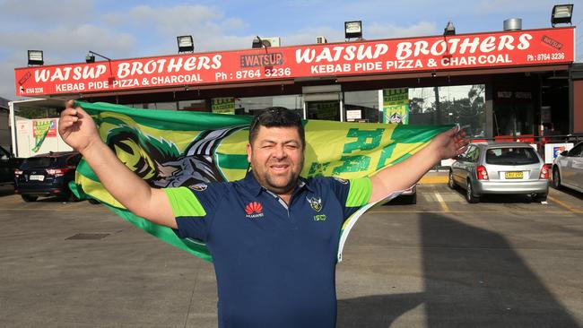 Guler has turned his shop green for the grand final. Picture: Damian Shaw