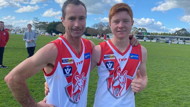 Mark Standfield, 51, came out of retirement to play with son Rory and help out the Fish Creek reserves.