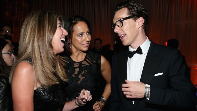 So charming ... Benedict Cumberbatch, still wearing his jacket, chats to wellwishers at the Weinstean Co and Netflix after party.