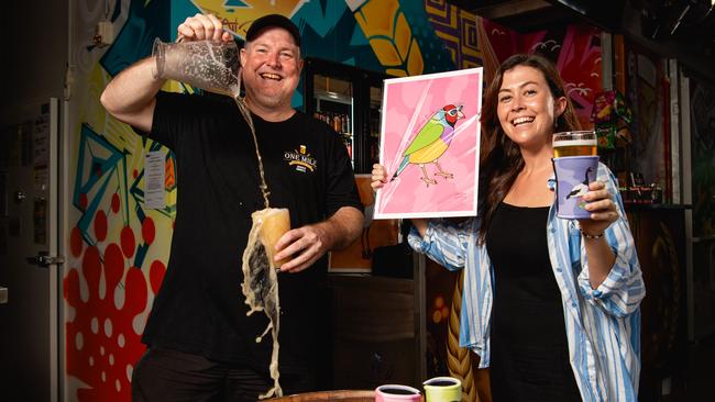 Elle Conway and Stuart Brown preparing for Saturday's Craft Beer Craft Fair at the One Mile Brewery. Picture: Pema Tamang Pakhrin