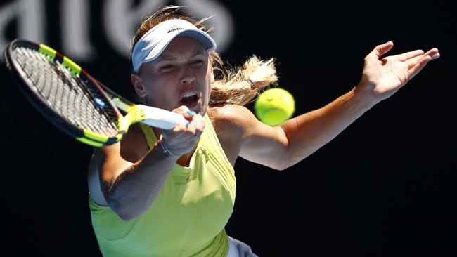 Wozniacki fought back from the brink against Jana Fett. Picture: Michael Klein