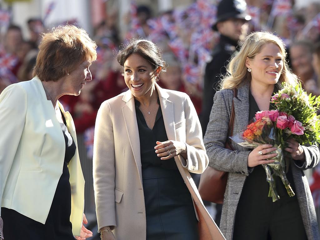 The Duchess of Sussex makes an official visit to Sussex with her assistant Amy Pickerill (right) in October 2018. Picture: Getty Images