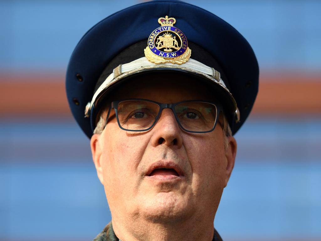 Corrective Services NSW Commissioner Peter Severin, answers a question during a press conference in Sydney on Monday, July 10, 2017. Corrective Services officials are investigating a breach of security after the video, shot on a phone by a man claiming to be a prisoner, was uploaded to YouTube last month. (AAP Image/Paul Miller) NO ARCHIVING