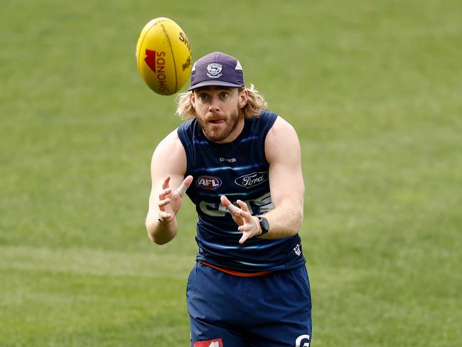 Cam Guthrie at a training session earlier this month. Michael Willson/AFL Photos via Getty Images)