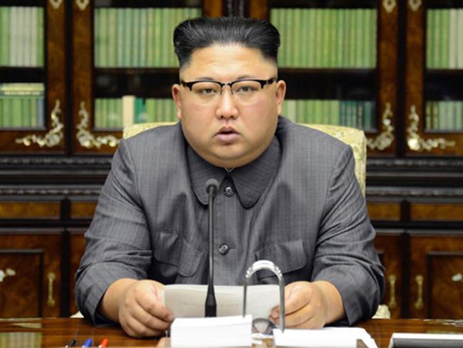 Kim Jong-un has hit back after Donald Trump signed a new order, seen in an image released by Korean Central News Agency on September 22, 2017. Picture: KCNA