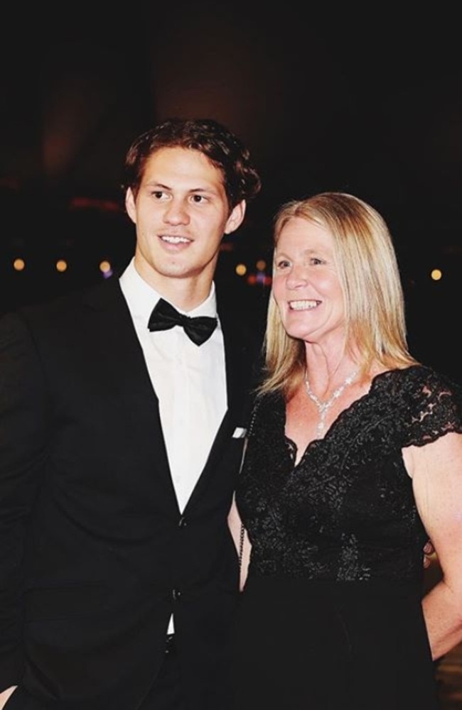 Newcastle Knights player Kalyn Ponga with his mum Adine for Mother's Day. Picture: Instagram